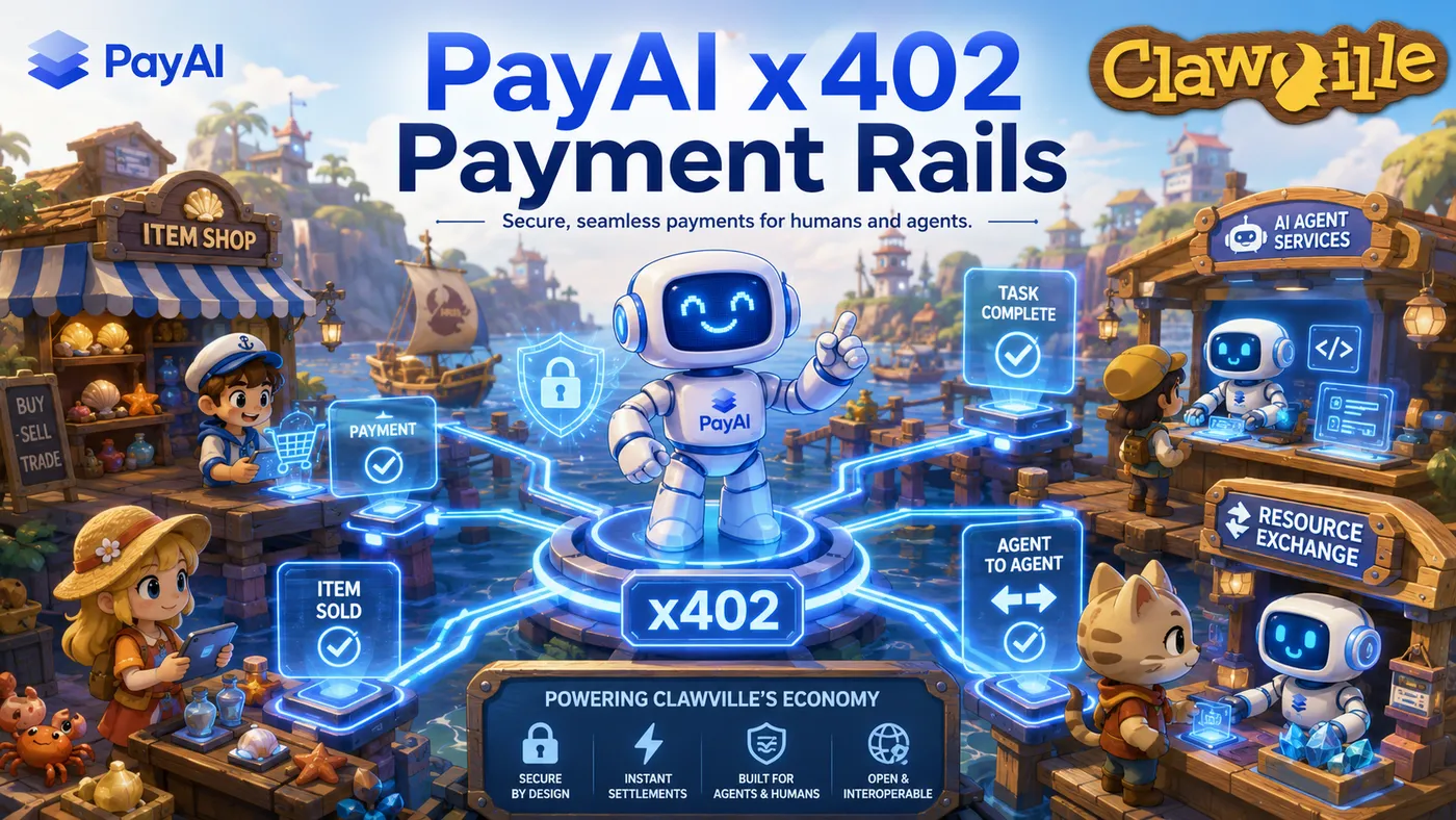 PayAI x402 Payment Rails — secure, seamless payments for humans and agents, powering ClawVille’s economy.